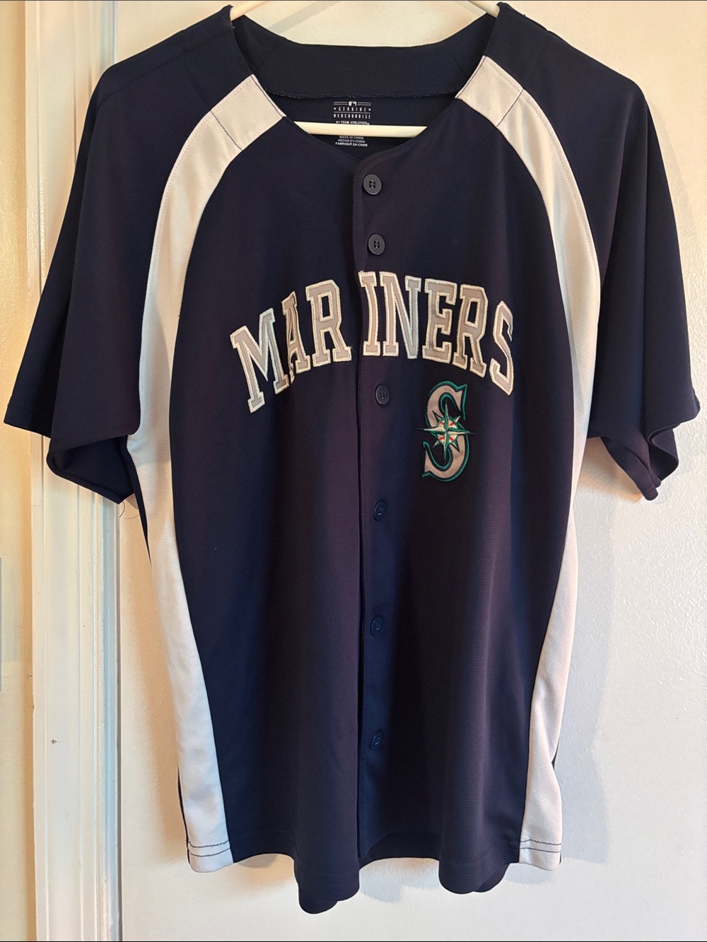 Seattle Mariners Youth Navy Button-Up Jersey